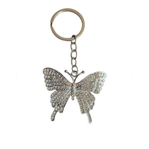 Silver Rhinestone Butterfly Keychain